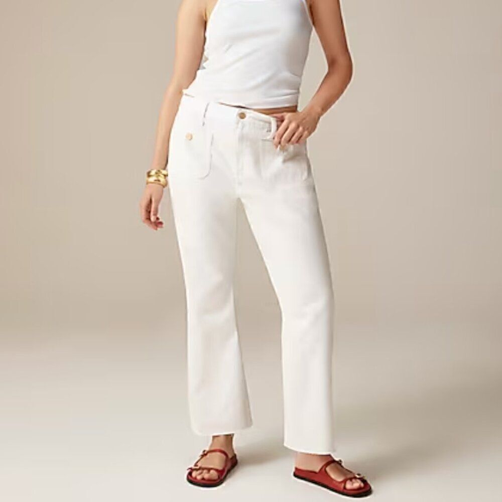 J. Crew Sailor mid-rise relaxed demi-boot jean in white  NWT